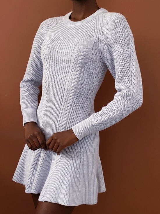 Anthropologie Sweaters - Anthropologie Light Lavender Cable-Knit Long Sleeve Dress